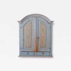 Swedish Early 19th Century Blue Painted Arched Wall Cabinet - 4791741
