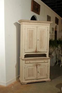 Swedish Early 19th Century Gustavian Painted Tall Cabinet with Reeded Doors - 3416829