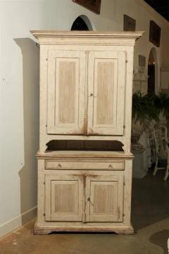 Swedish Early 19th Century Gustavian Painted Tall Cabinet with Reeded Doors - 3416949