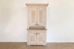 Swedish Early 19th Century Gustavian Painted Tall Cabinet with Reeded Doors - 3736837