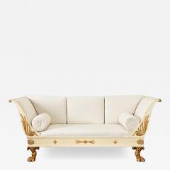 Swedish Empire Painted Parcel Gilt Settee - 4483480