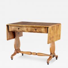 Swedish Empire Revival 1870s Birch Sofa Table with Drop Leaves and Carved Legs - 3551685