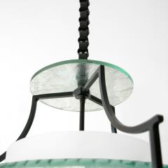 Swedish Etched glass and iron chandelier with fish and wave design  - 1849137