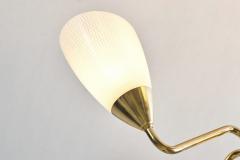 Swedish Five Arm Brass and Glass Chandelier Sweden ca 1950s - 2321325