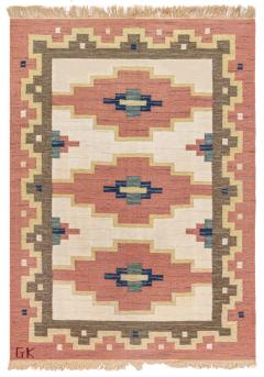 Swedish Flat Weave Rug Signed by GK  - 2442047