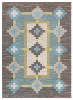 Swedish Flat Woven Rug Signed Sverker Greuholm - 3582688