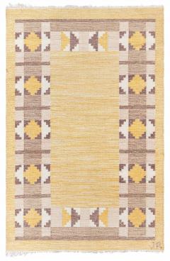 Swedish Flat Woven Rug Signed with Initial JR  - 3582671
