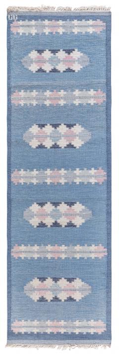 Swedish Flat Woven Runner Signed by Gitt Granssjo Carlsson GG  - 3582354