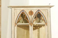 Swedish Gothic Revival Painted Wood Corner Cabinet with Glass Doors circa 1830 - 3416855