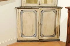 Swedish Gothic Revival Painted Wood Corner Cabinet with Glass Doors circa 1830 - 3416860