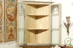 Swedish Gothic Revival Painted Wood Corner Cabinet with Glass Doors circa 1830 - 3416985
