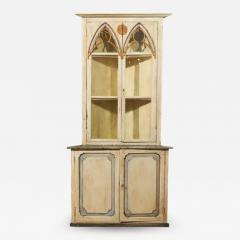 Swedish Gothic Revival Painted Wood Corner Cabinet with Glass Doors circa 1830 - 3431933