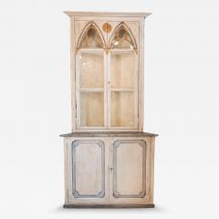 Swedish Gothic Revival Painted Wood Corner Cabinet with Glass Doors circa 1830 - 3742847