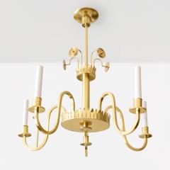 Swedish Grace 5 arm brass chandelier with double crowns  - 3569656