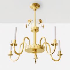 Swedish Grace 5 arm brass chandelier with double crowns  - 3569657