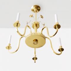 Swedish Grace 5 arm brass chandelier with double crowns  - 3569659