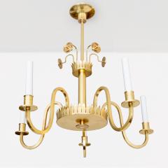 Swedish Grace 5 arm brass chandelier with double crowns  - 3569661