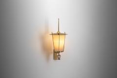 Swedish Grace Brass and Opaque Glass Wall Lamp Sweden 1930s - 3596480