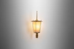 Swedish Grace Brass and Opaque Glass Wall Lamp Sweden 1930s - 3596482