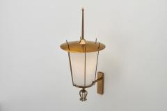 Swedish Grace Brass and Opaque Glass Wall Lamp Sweden 1930s - 3596484