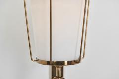 Swedish Grace Brass and Opaque Glass Wall Lamp Sweden 1930s - 3596485