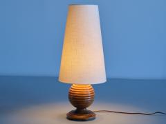 Swedish Grace Sphere Shaped Table Lamp in Reeded Birch Wood Sweden 1930s - 3366636