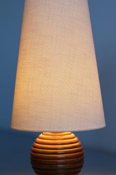 Swedish Grace Sphere Shaped Table Lamp in Reeded Birch Wood Sweden 1930s - 3366638