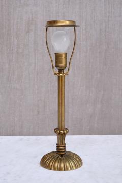 Swedish Grace Table Lamp in Fluted and Reeded Patinated Brass Sweden 1930s - 3888931