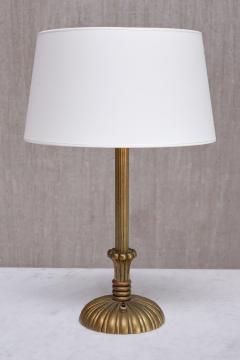 Swedish Grace Table Lamp in Fluted and Reeded Patinated Brass Sweden 1930s - 3888933