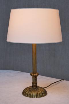 Swedish Grace Table Lamp in Fluted and Reeded Patinated Brass Sweden 1930s - 3888936