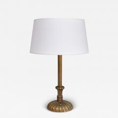 Swedish Grace Table Lamp in Fluted and Reeded Patinated Brass Sweden 1930s - 3890757