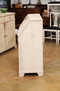 Swedish Gustavian 1790s Painted Slant Front Desk with Carved Diamond Motifs - 3521524