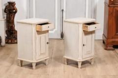 Swedish Gustavian 1880s Light Gray Nightstands with Drawers and Doors a Pair - 3601914