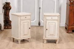 Swedish Gustavian 1880s Light Gray Nightstands with Drawers and Doors a Pair - 3601915