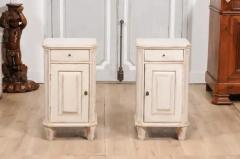 Swedish Gustavian 1880s Light Gray Nightstands with Drawers and Doors a Pair - 3601917
