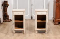 Swedish Gustavian 1880s Light Gray Nightstands with Drawers and Doors a Pair - 3601921