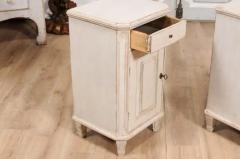 Swedish Gustavian 1880s Light Gray Nightstands with Drawers and Doors a Pair - 3601973