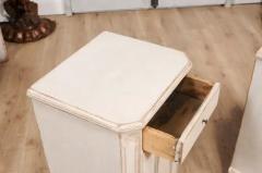 Swedish Gustavian 1880s Light Gray Nightstands with Drawers and Doors a Pair - 3601977