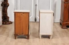 Swedish Gustavian 1880s Light Gray Nightstands with Drawers and Doors a Pair - 3601982
