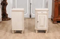 Swedish Gustavian 1880s Light Gray Nightstands with Drawers and Doors a Pair - 3601983