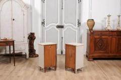 Swedish Gustavian 1880s Light Gray Nightstands with Drawers and Doors a Pair - 3602026