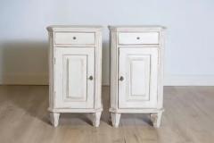 Swedish Gustavian 1880s Light Gray Nightstands with Drawers and Doors a Pair - 3918580