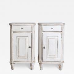 Swedish Gustavian 1880s Light Gray Nightstands with Drawers and Doors a Pair - 3922931