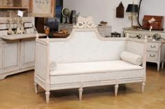 Swedish Gustavian Period 1780s Painted Wood Sofa with Carved Crest and Apron - 3555904