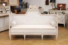 Swedish Gustavian Period 1780s Painted Wood Sofa with Carved Crest and Apron - 3555935