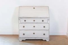 Swedish Gustavian Period 1790s Painted Slant Front Secretary with Three Drawers - 3707104