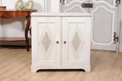 Swedish Gustavian Period 1810s Dove Gray Painted Sideboard with Diamond Motifs - 3595830