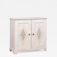 Swedish Gustavian Period 1810s Dove Gray Painted Sideboard with Diamond Motifs - 3600869