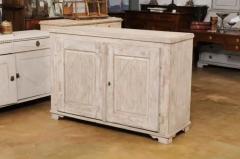 Swedish Gustavian Period 1820s Painted Sideboard with Reeded Doors and Diamonds - 3509410