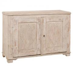 Swedish Gustavian Period 1820s Painted Sideboard with Reeded Doors and Diamonds - 3509476